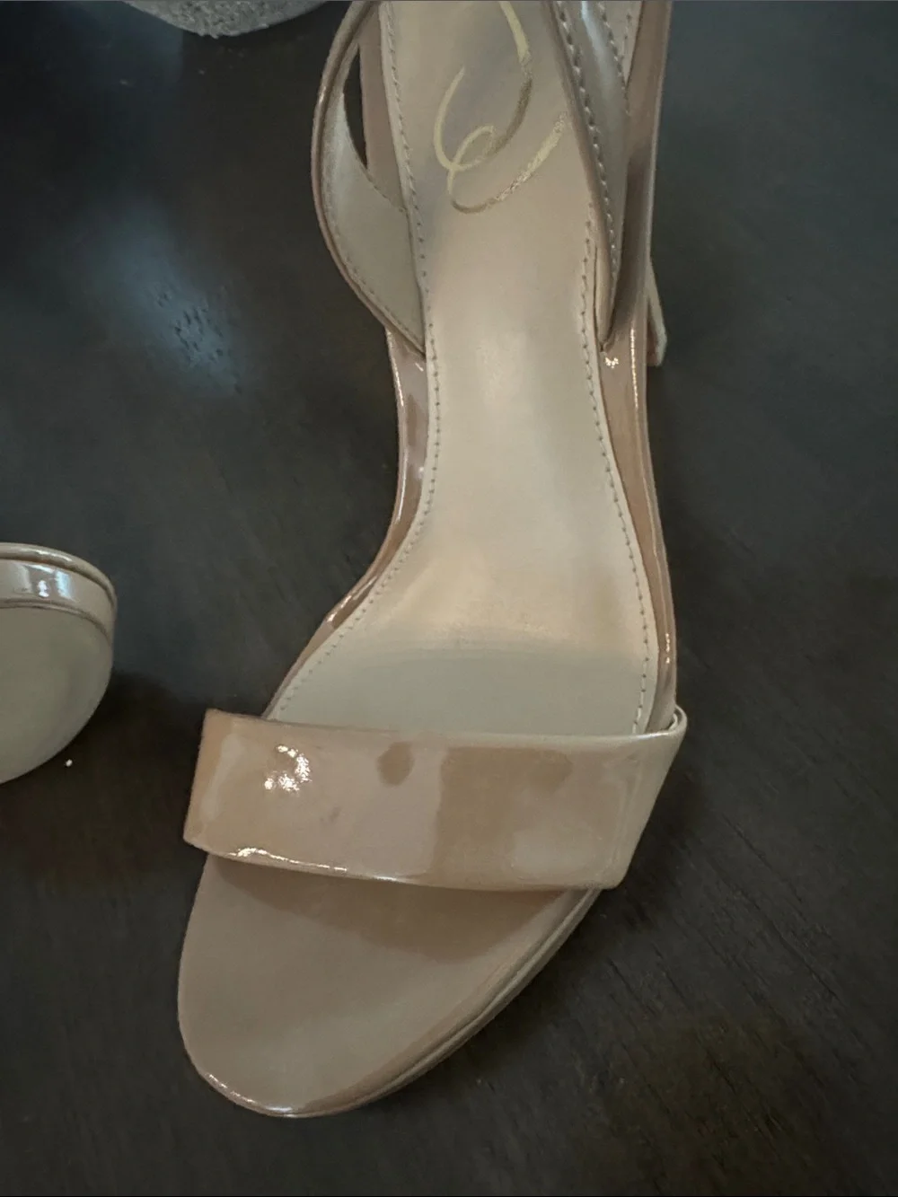 Jessica Simpson Nude Patent Ankle-Strap Stiletto Sandals